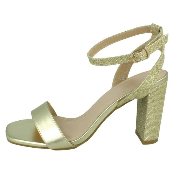 Spot On Ladies Spot On High Heel Sandal with Buckle Ankle Strap F12044
