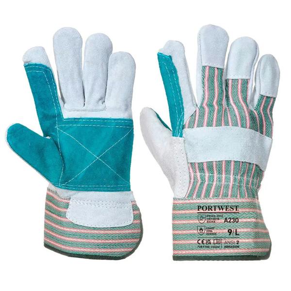 Leather Rigger 365 Cow Split Reinforced Palm Glove (Pack of 12) - Hi-Vis Trousers
