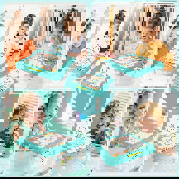 deAO Toys 2-in-1 Maze & Drawing Board for Kids – STEM Montessori Toy with 10 Double-Sided Pattern Cards for Early Learning and Fine Motor Skills