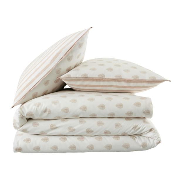 Emily Bond Jaipur Leaves Cotton Reversible Duvet Cover Set Cream / Natural