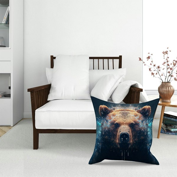 Warren Reed Brown Bear Face Splashart Floor Cushion