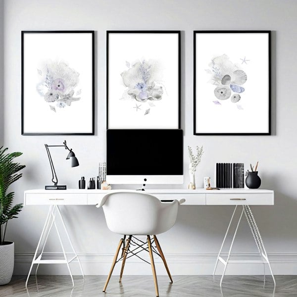 Office wall decor | set of 3 Modern Coastal wall art prints