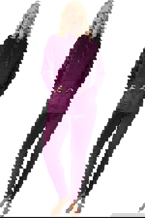 Camille Burgundy Supersoft Velour Loungewear Pyjama Set