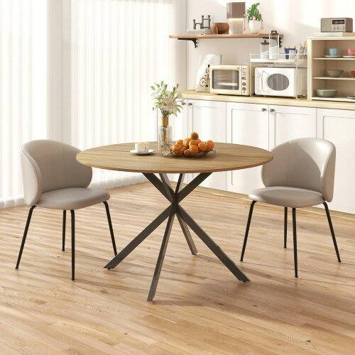 Wyld Haus Luhalari Metal And Wood Oak Finish Industrial Dining Table Seating 4 120 cm