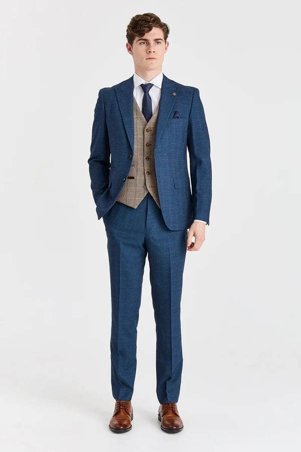Paul Andrew Viceroy Navy Suit with Harris Brown Tweed Waistcoat