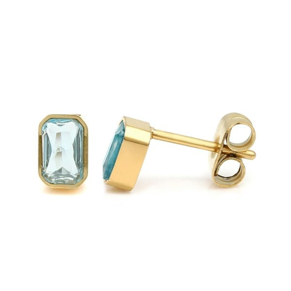 Say It With March Aquamarine Birthstone Earrings - Yellow Gold Plated