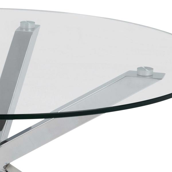 Wyld Haus Perth Clear Glass Round Coffee Table Chrome Legs