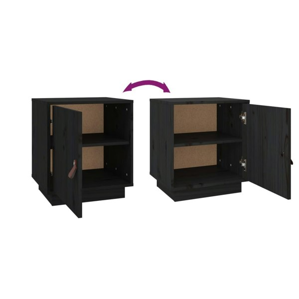 Berkfield Bedside Cabinet Black 40x34x45 cm Solid Wood Pine