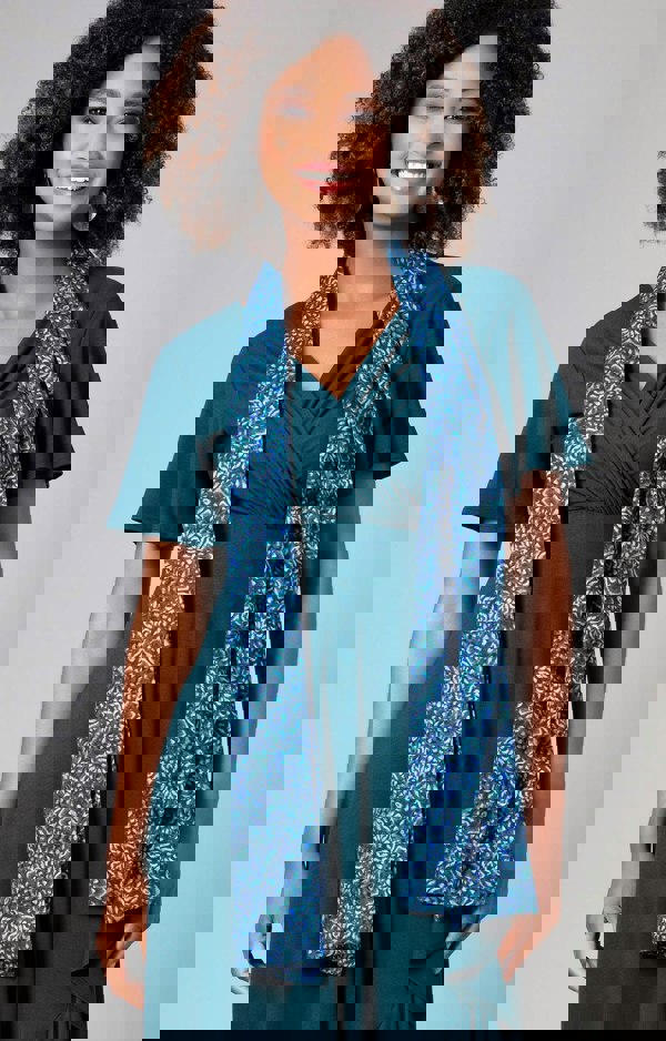 Alie Street London Azra Woven Scarf Blue and Green Floral