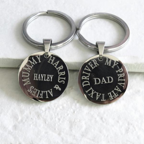 Personalised Edge Center Round Keyring | Free Engraving UK