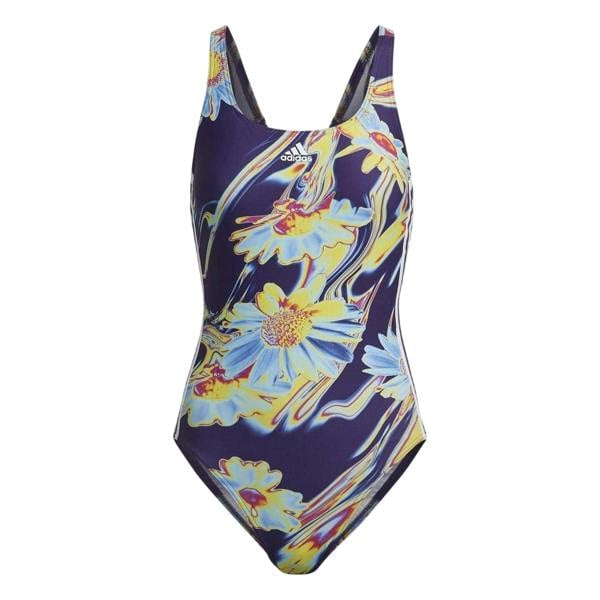Adidas Womens/Ladies Floral One Piece Swimsuit - Dark Purple - 