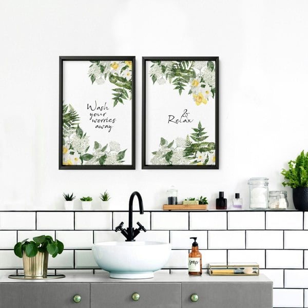 Small pictures for bathroom | set of 2 wall art prints