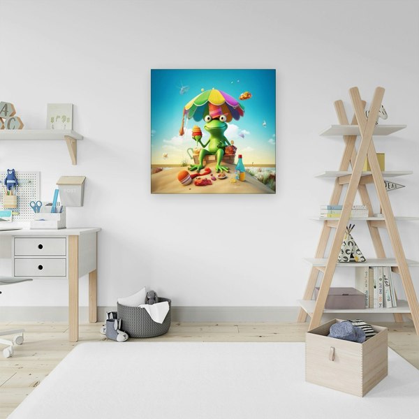 Warren Reed Frog On A Beach Holiday Canvas