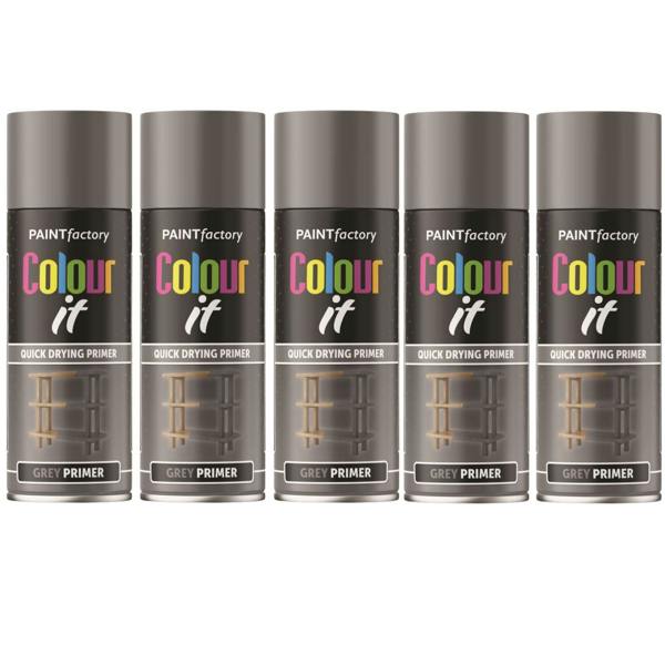 Paint Factory 5X  Grey Primer Spray Paint 400ml