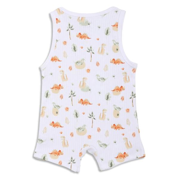 Mini Cuddles Baby Boys Dinosaur Printed Dungaree Set With Matching Cap, Multicolour