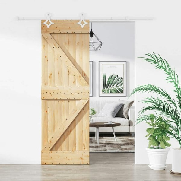 Berkfield Sliding Door with Hardware Set 70x210 cm Solid Wood Pine