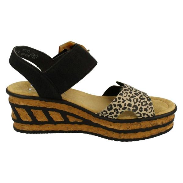 Rieker Ladies Rieker Buckle Detailed Wedge Sandal 68176