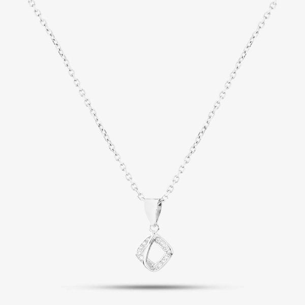T. H. Baker Silver Cubic Zirconia Open Square Pendant E610858-P