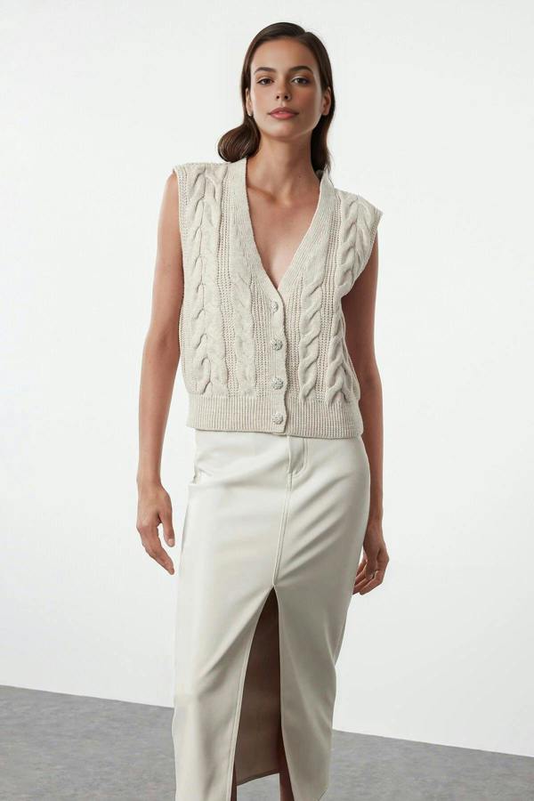 WOVCOR Knit Vest with Button Detail