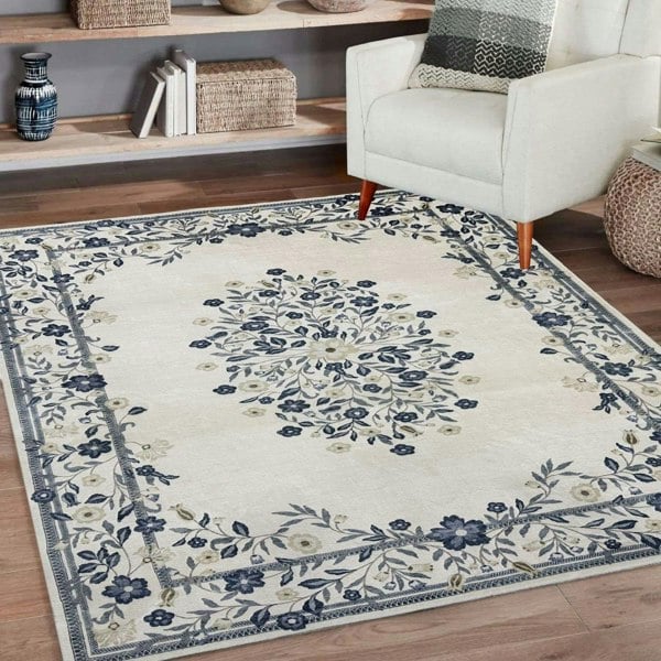 cream-royal-classic-rug-floral-design-easy to clean