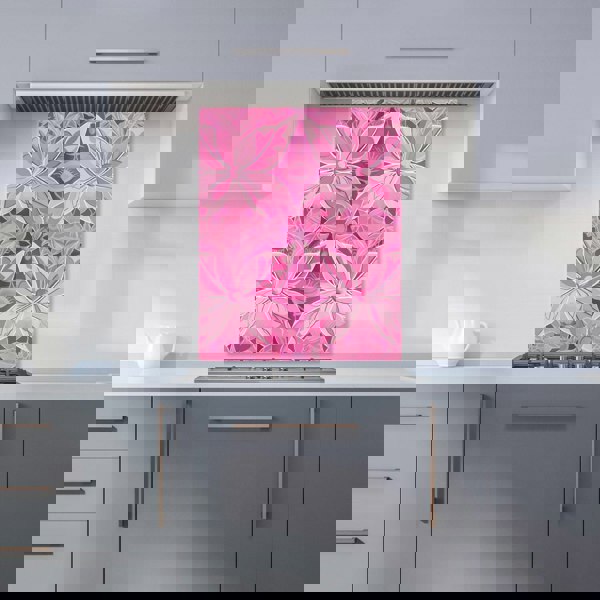 Warren Reed - Designer Pink Abstract Floral Design Kitchen Splashback