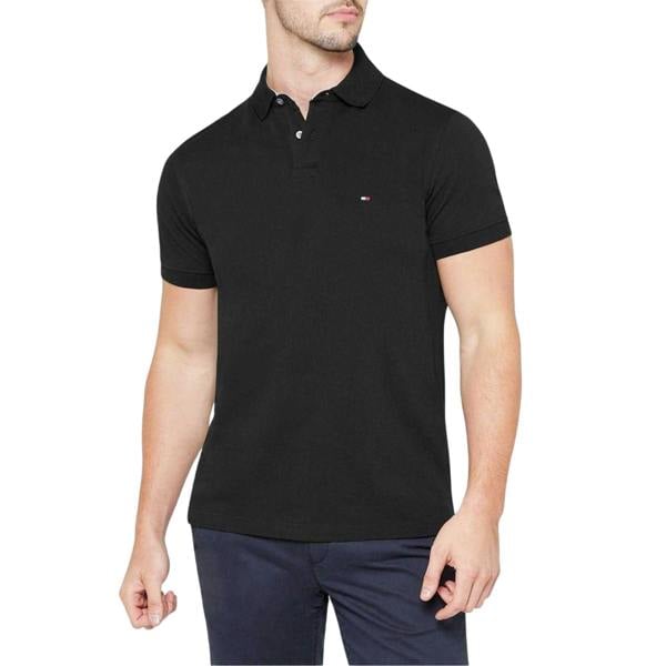 Tommy Hilfiger Mens 1985 Embroidered Logo Polo Shirt - Black - 