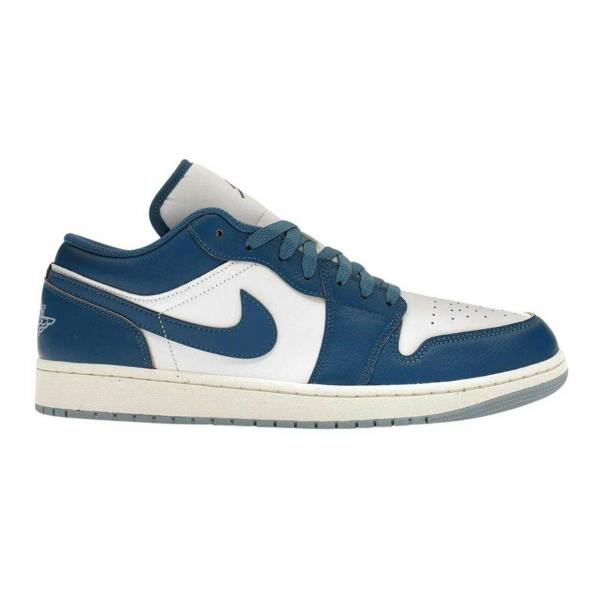 Nike Mens Air Jordan 1 Leather Low Trainers - Navy/White - 