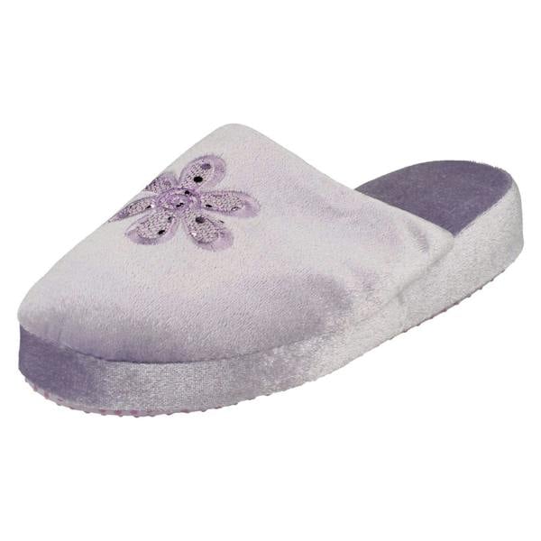 Spot On Ladies Spot On Flower Detailed Mule Slippers 20J4686
