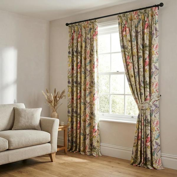 Morton made-to-measure curtains in Chintz, styled in a living room