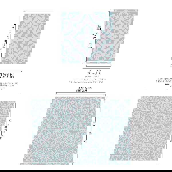 WALPLUS WT1541 - Santa Rosa Pistachio - Light Grey Stencil Tiles Wall Stickers - 15 cm x 15 cm - 24 pcs