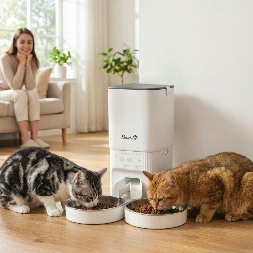 PawHut Automatic Cat Feeder, 7L Cat Food Dispenser with App Control, Timer