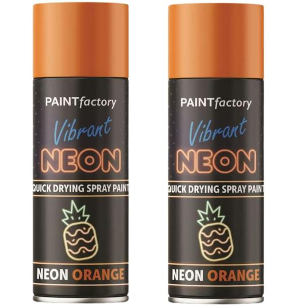 Paint Factory 2X  Fluorescent Neon Orange Spray Paint 200ml
