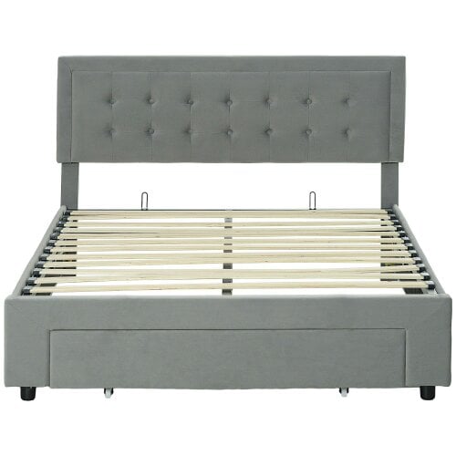 Wyld Haus Rela 4FT6 Double Ottoman Bed Frame with Integrated Front Divan Drawer Storage In Grey