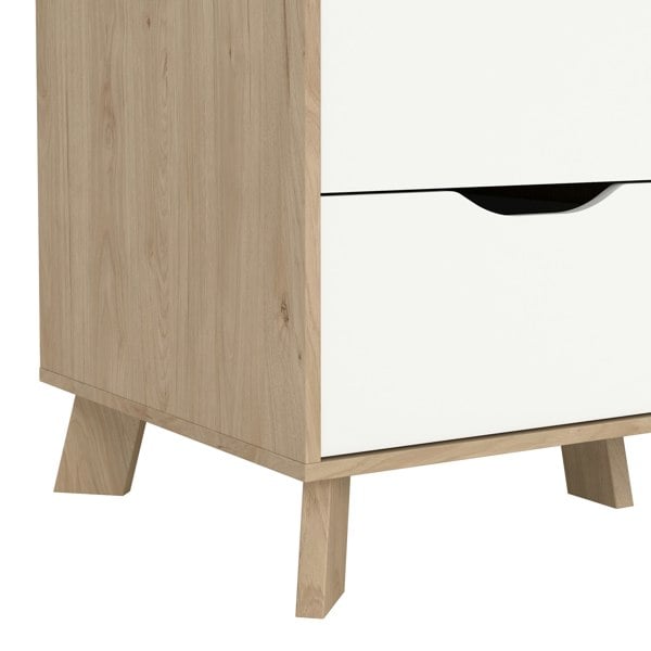 Furniture To Go Ikast Wardrobe 3 Doors and 2 Drawers with Mirror in Jackson Hickory and White