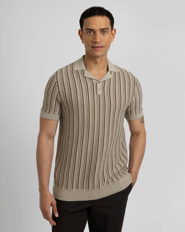 Steel & Jelly Bow - Stripe Knitted Polo Shirt