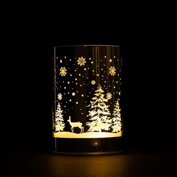 13cm Christmas Decorated Vase Lamp Silver Forest Scene Warm White LED Table Decoration image 7