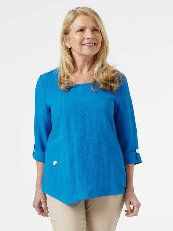 PennyPlain Asymmetric Hem Top - Bluebell