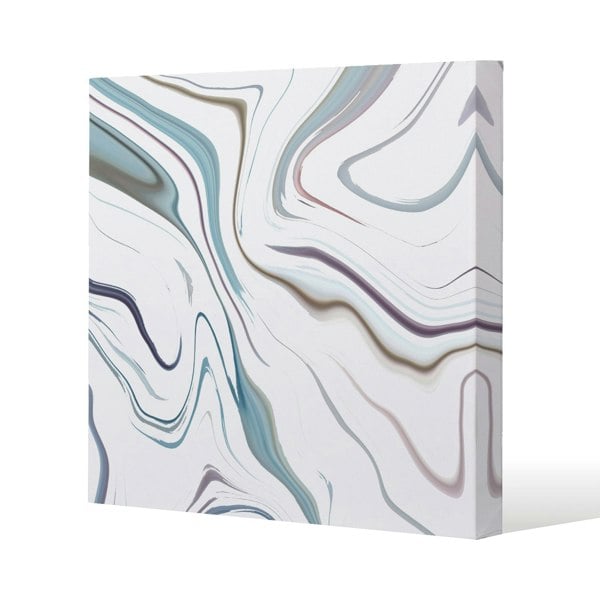 Benjamin Tate Design Blue Rippled Marble Slim Style Canvas Print  50x50cm , 15mm Slim Real wood.