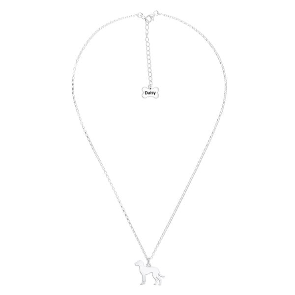Braque D'auvergne Silhouette Silver Necklace - Personalised - MYLEE London