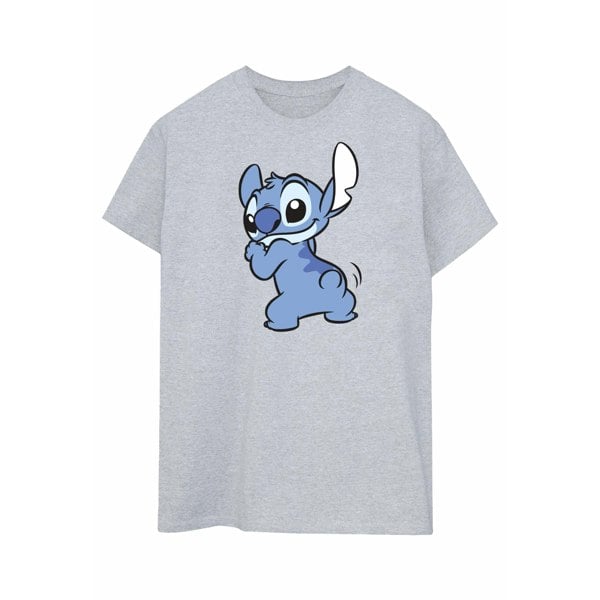 Disney Womens/Ladies Lilo And Stitch Stitch Backside Breast Print Cotton Boyfriend T-Shirt - Sports Grey