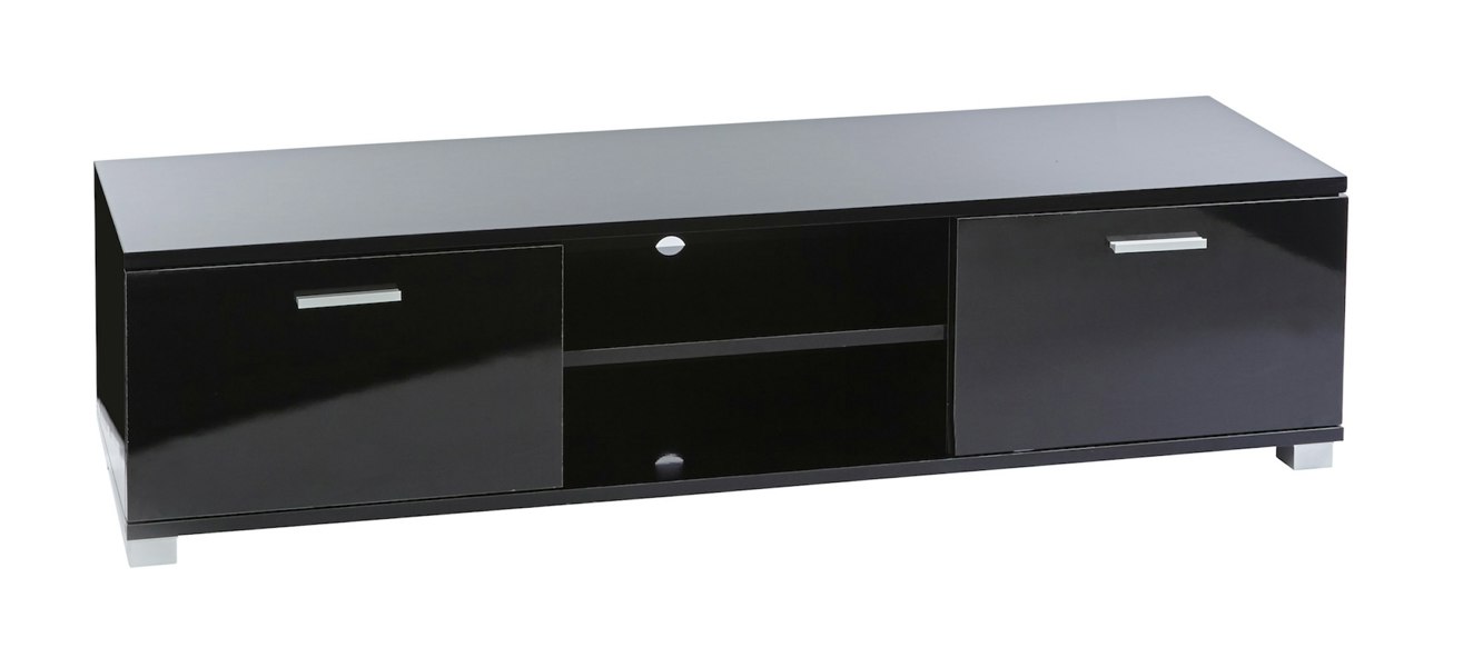 MMT Furniture Designs Modern Black 140cm Matt Gloss TV Stand Cabinet Suitable for 40 - 65 Inch 4K LED Flat Screen TV's