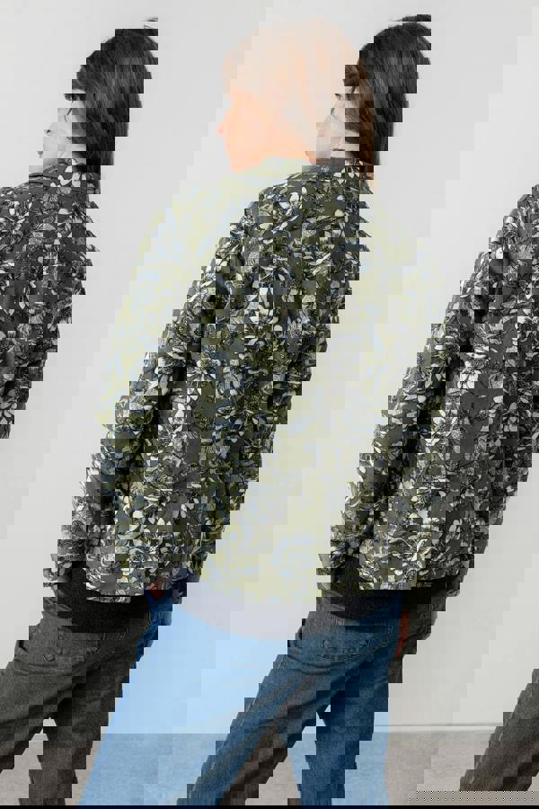 Lily & Me Ash Cotton Cord Floral Print Jacket Moss