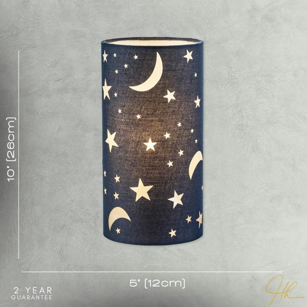 Modern Stars and Moons Children/Kids Midnight Blue Cotton Table Lamp Image 7