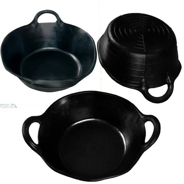 Ketoplastics Skip feed bucket feeder 11l in black pack of 5 integrated handles made of rubber flexible animal pet horse made in the UK