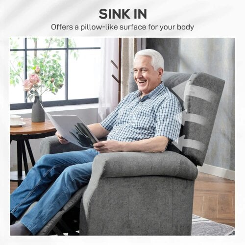 Bobobiy Power Lift Recliner Armchair, Electric Lift Chair for Elderly, Fabric Riser and Reclining Chair with Remote Control, Charcoal Grey