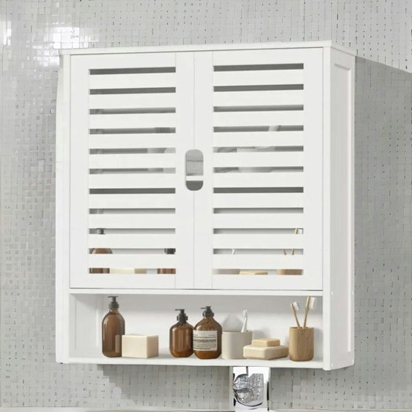 BMBO Wooden Bathroom Wall Storage Cabinet Organiser White