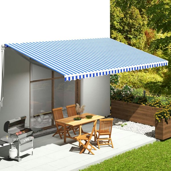 Berkfield Replacement Fabric for Awning Blue and White 6x3.5 m