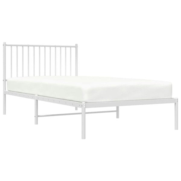 Berkfield Metal Bed Frame with Headboard White 100x200 cm
