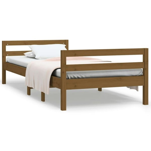 Berkfield Bed Frame Honey Brown 75x190 cm 2FT6 Small Single Solid Wood Pine