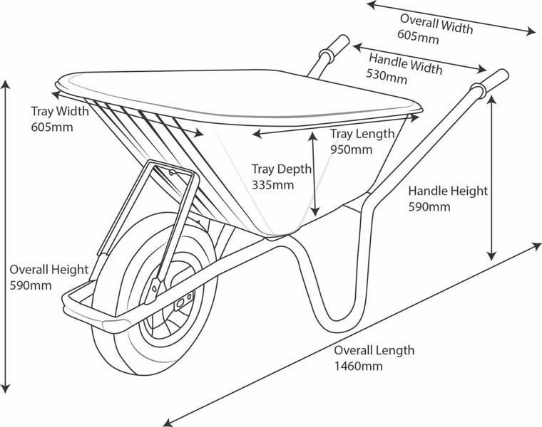 Bristol Tool Company 1894 Big Mucker 120 Kg/100L Heavy Duty Wheelbarrow, Galvanised Frame, Pneumatic Wheel, Blue